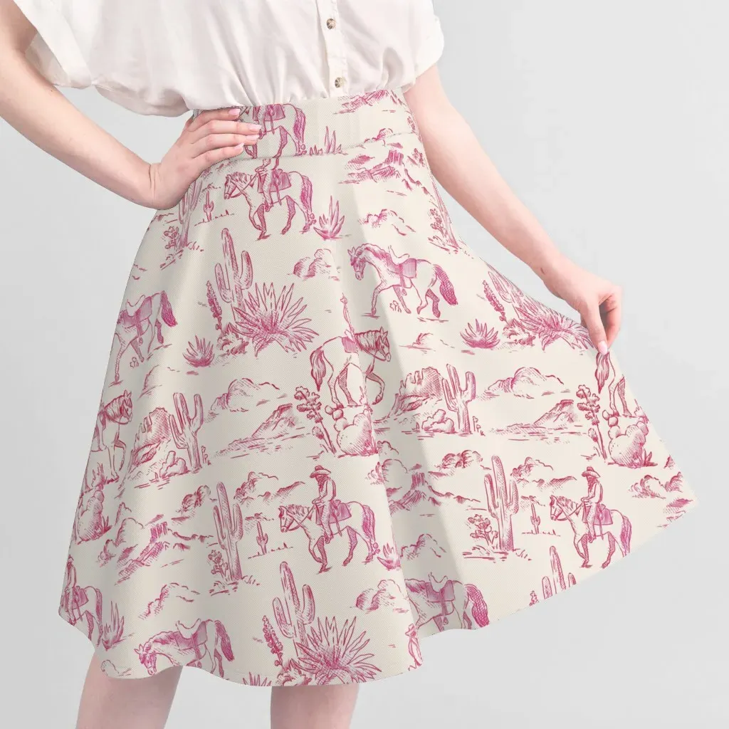 XL Desert Scenic Cowboy Toile De Jouy Sport Pique Fabric - Rose alternate view