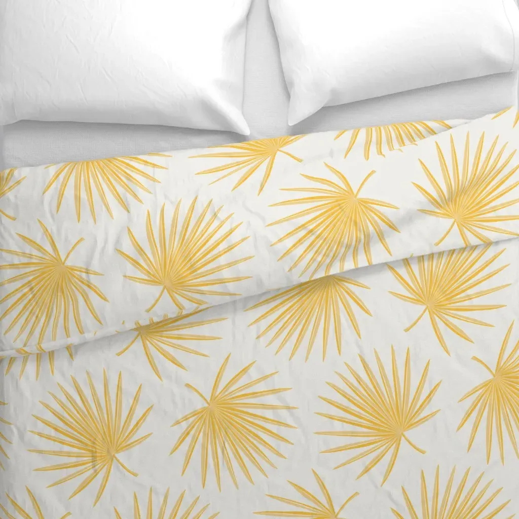XL Fan Palm Leaves Duvet Cover - Mustard Yellow alternate view