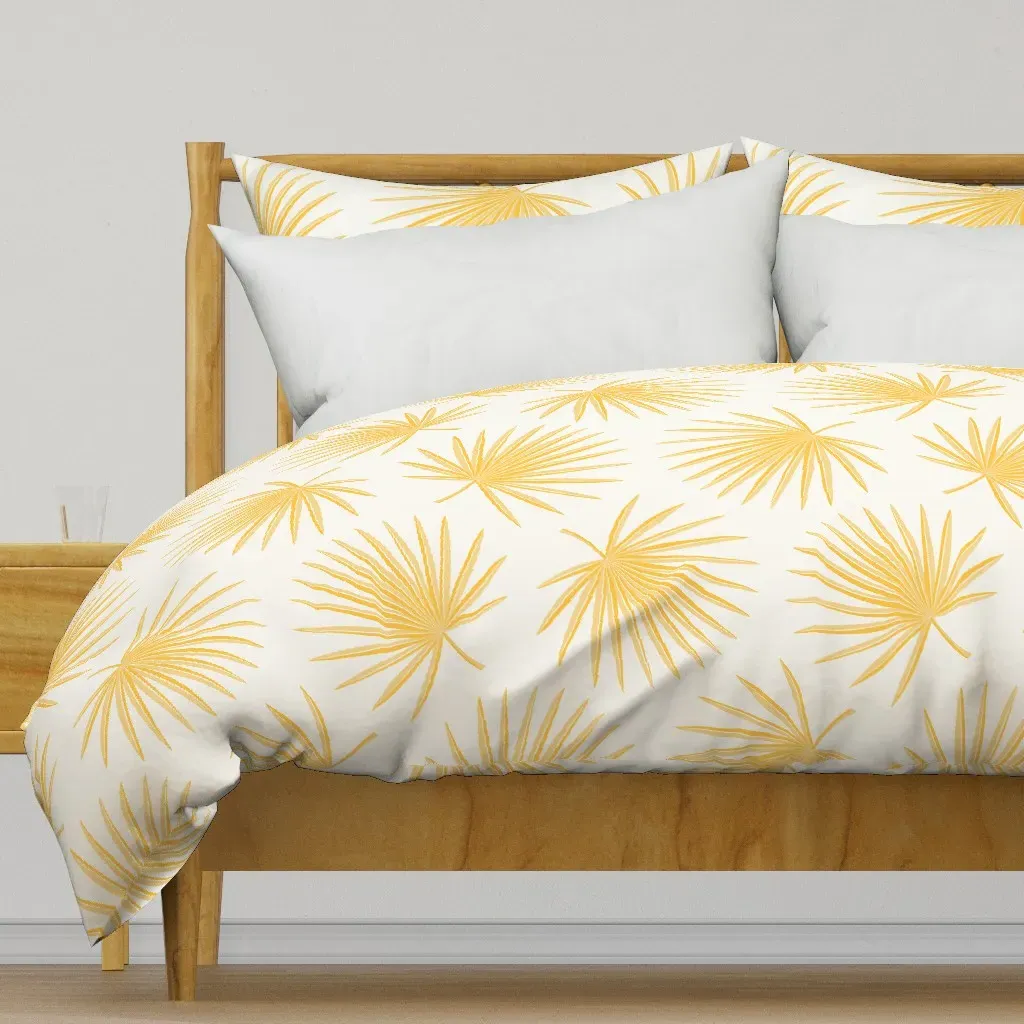 XL Fan Palm Leaves Duvet Cover - Mustard Yellow product