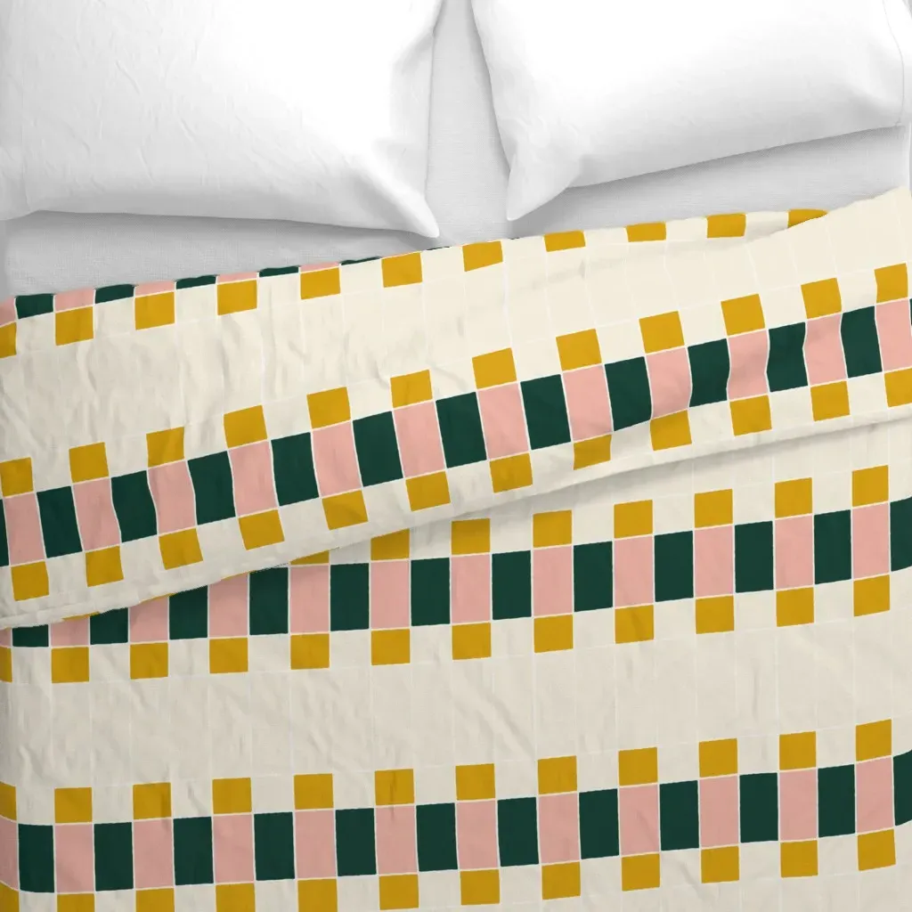 XL Geometric Duvet Cover - Dark Green alternate view