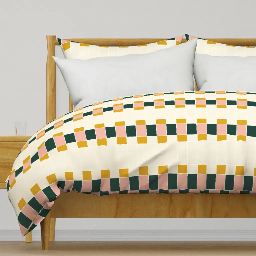 XL Geometric Duvet Cover - Dark Green product