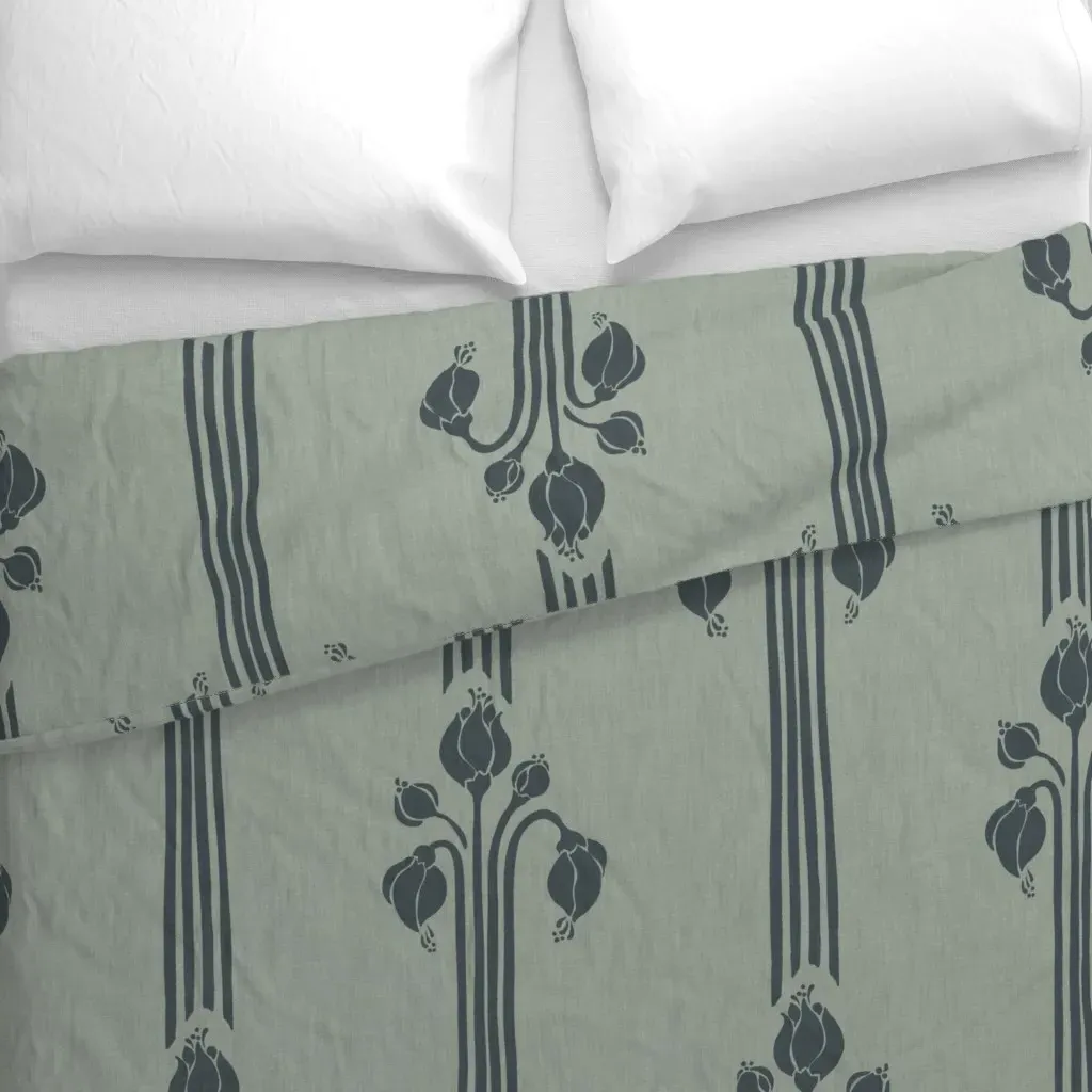 XL Hand Drawn Art Duvet Cover - Dark Gray alternate view