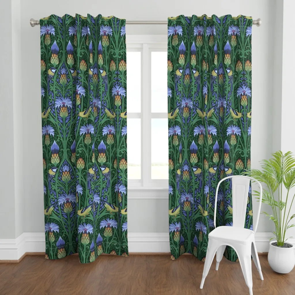 XL Nouveau Blue Curtain Panel - Green product
