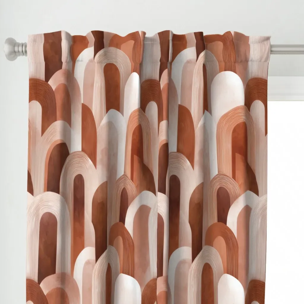 XL Retro Boho Curtain Panel - Terracotta alternate view