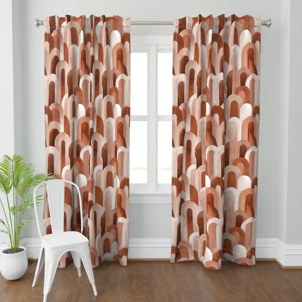 XL Retro Boho Curtain Panel - Terracotta product
