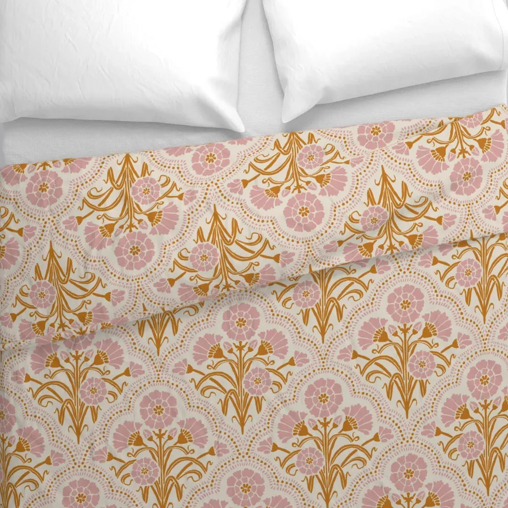 XL Retro Nouveau Floral Duvet Cover - Dusty Rose alternate view