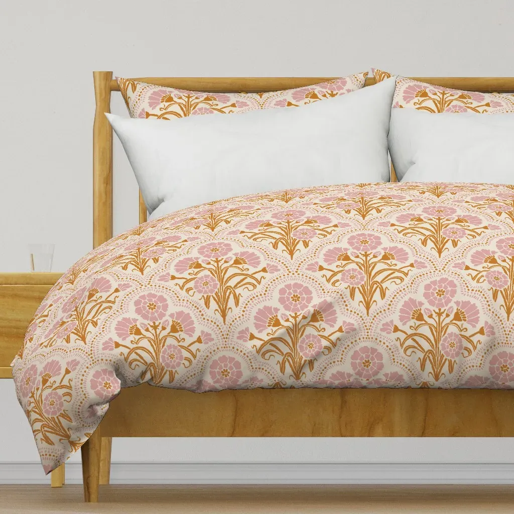 XL Retro Nouveau Floral Duvet Cover - Dusty Rose product