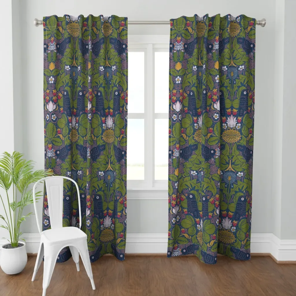 XL Starlings Dandelions Curtain Panel - Dark Teal product