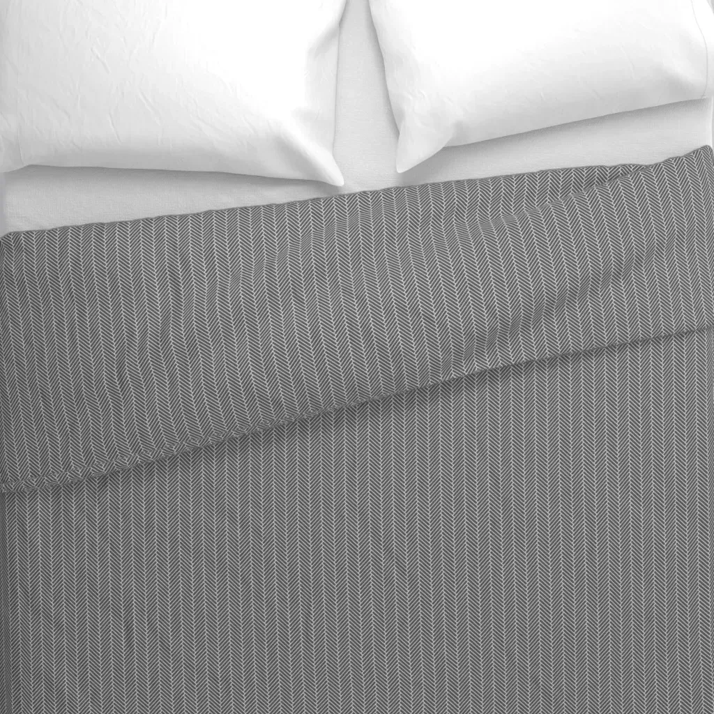 Xs Soft Herringbone Chevron Duvet Cover - Dark Gray alternate view