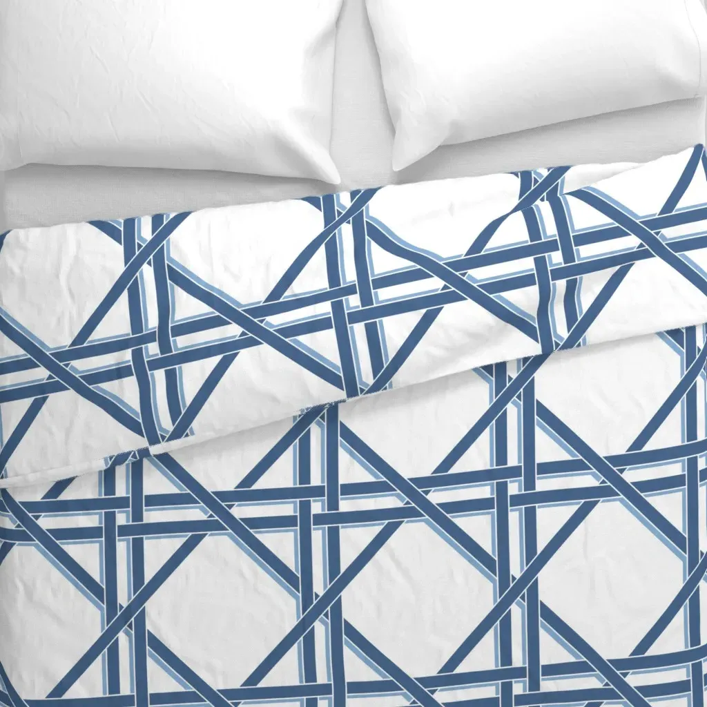 Yale Blue Cane Rattan Trellis Duvet Cover - Steel Blue alternate view