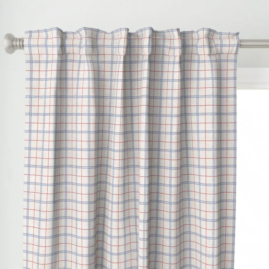 Yankee Doodle Plaid Curtain Panel - Off-White alternate view