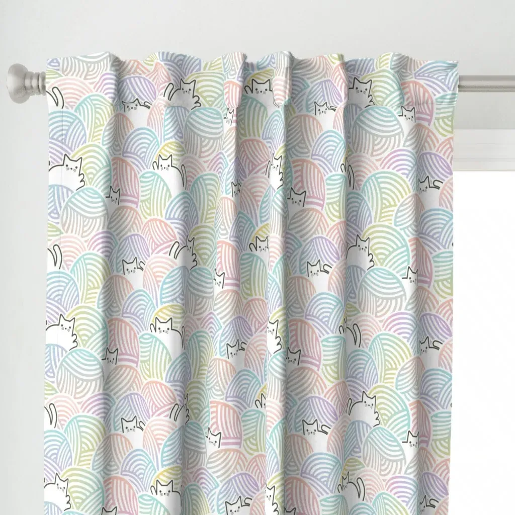 Yarn Cats Rainbow Curtain Panel - Light Pink alternate view