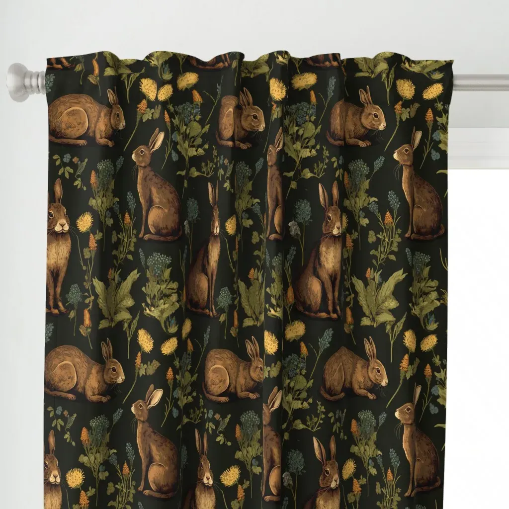 Year Of The Rabbit Curtain Panel - Brown alternate view