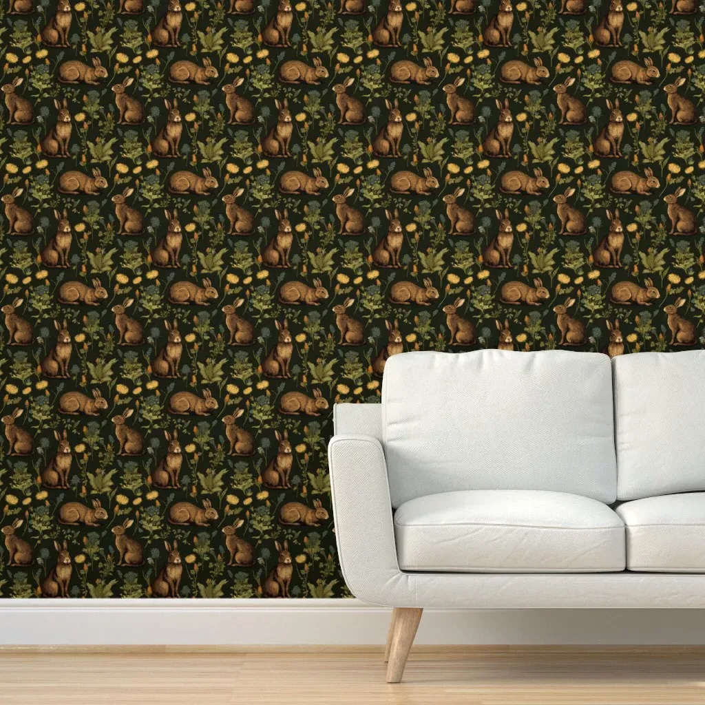 Year Of The Rabbit Small Peel and Stick Wallpaper - Brown product