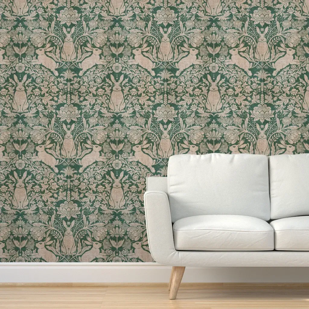 Year Of The Rabbits Damask Peel and Stick Wallpaper - Teal product
