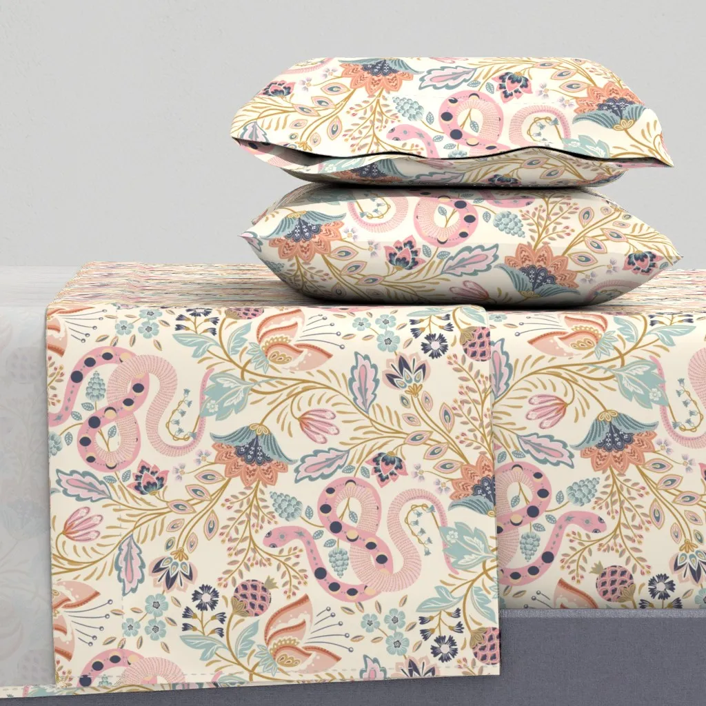 Year Of The Snake 2025 Twin Sheet Set - Pink product
