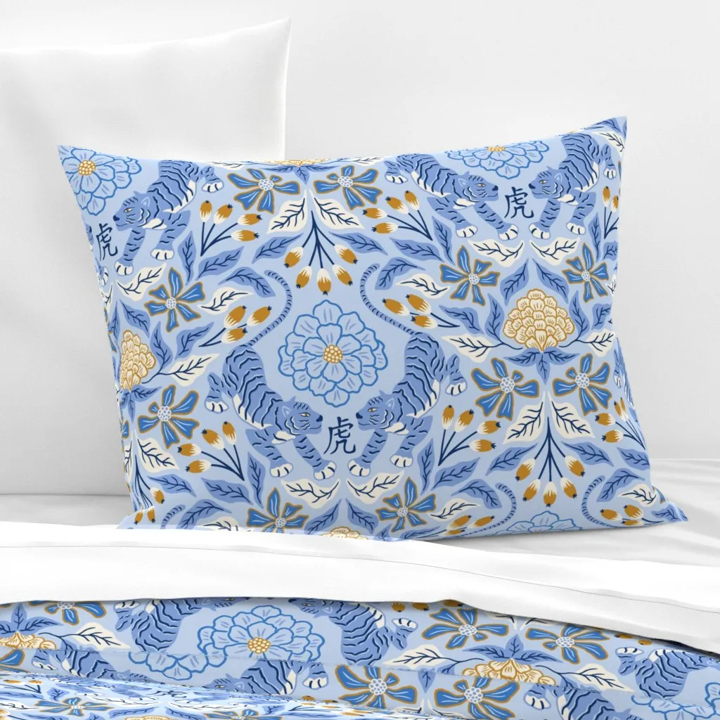 Year Of The Tiger Standard Knife Edge Pillow - Light Blue, Cotton Sateen product