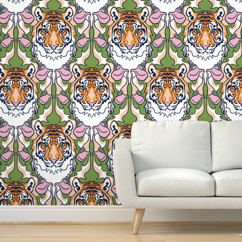 Year Of The Water Tiger Pouring Sand Mary Du Bois Peel and Stick Wallpaper - Orange product