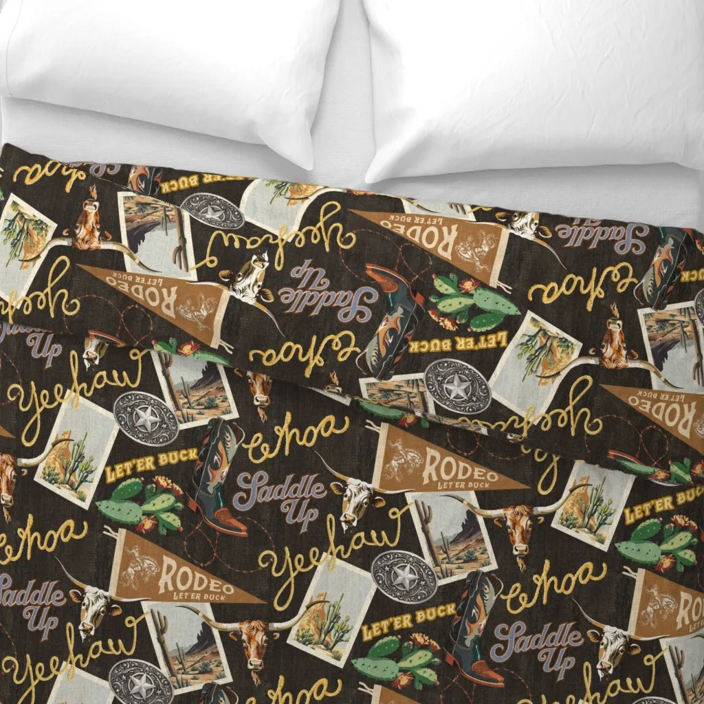 Yeehaw Cowboy Duvet Cover - Dark Brown alternate view