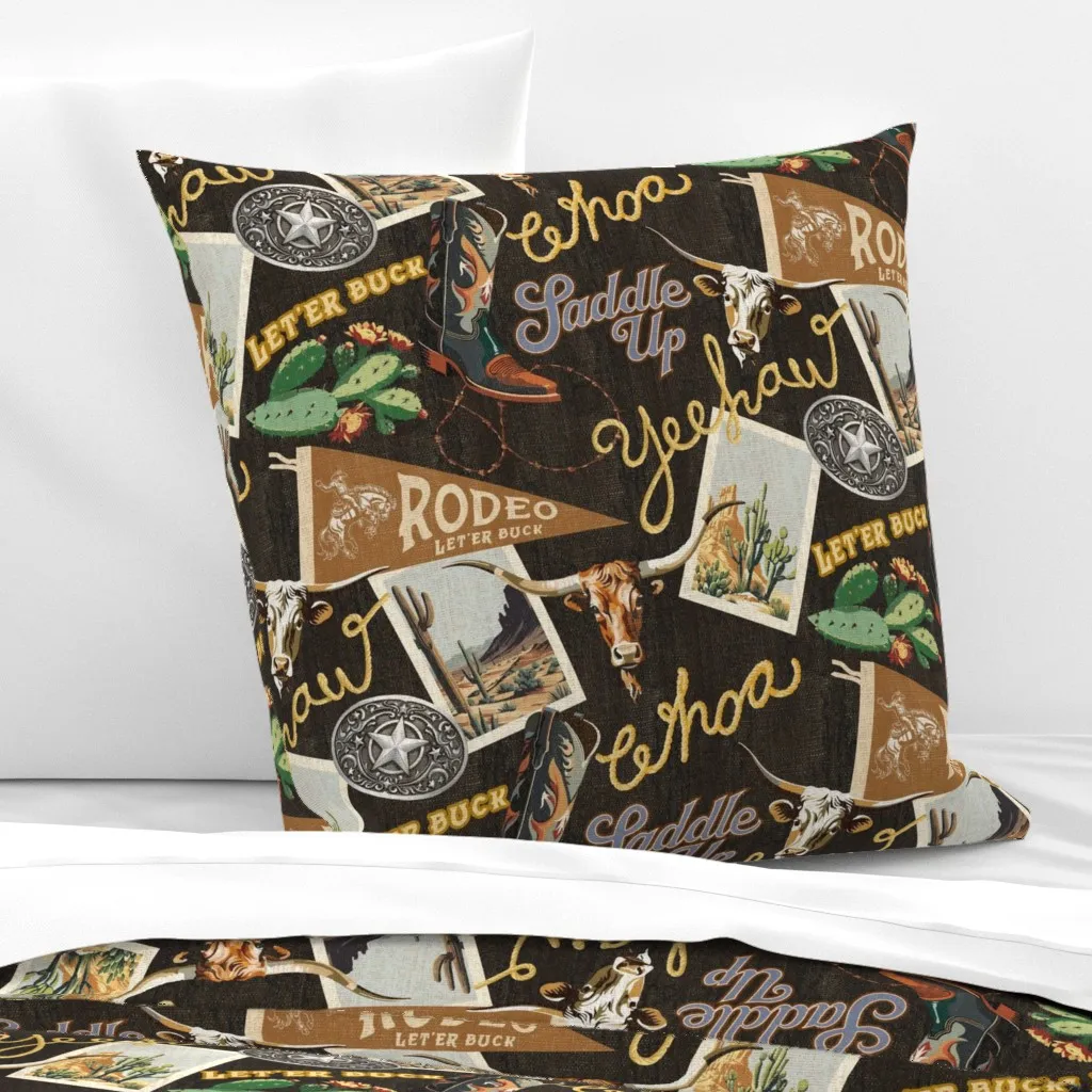 Yeehaw Cowboy Euro Pillow Sham - Dark Brown product