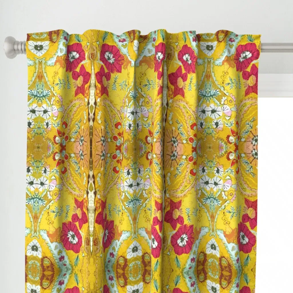 Yellow Garden Curtain Panel - Mustard Yellow alternate view