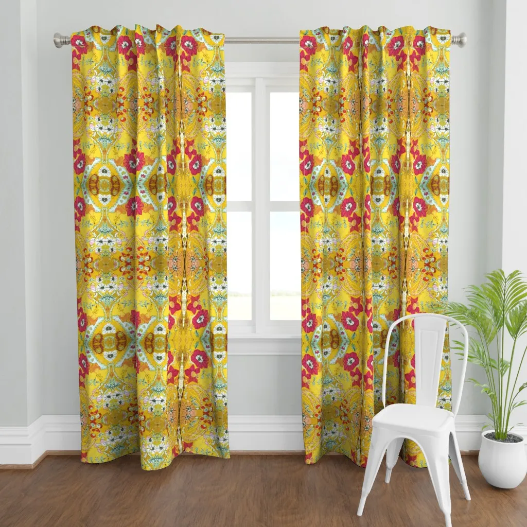 Yellow Garden Curtain Panel - Mustard Yellow product