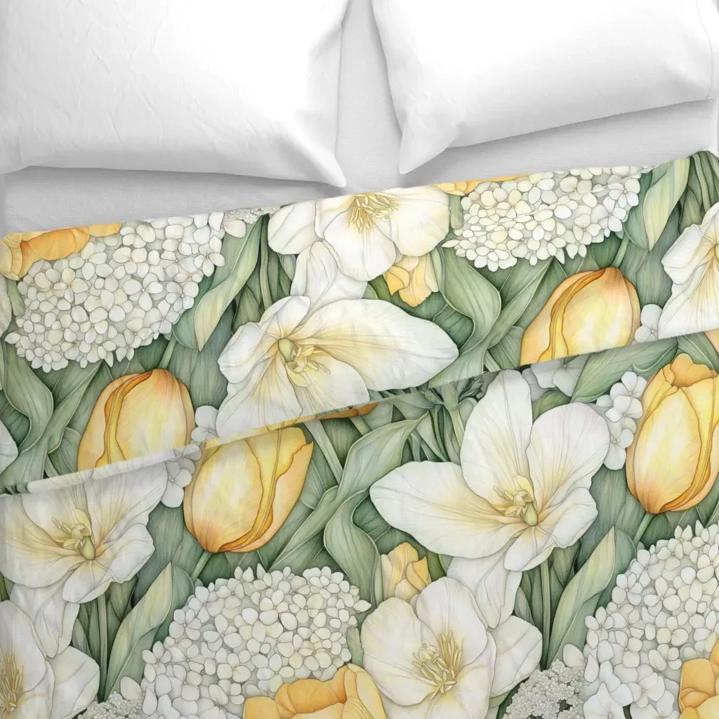Yellow Tulips Duvet Cover - Yellow alternate view