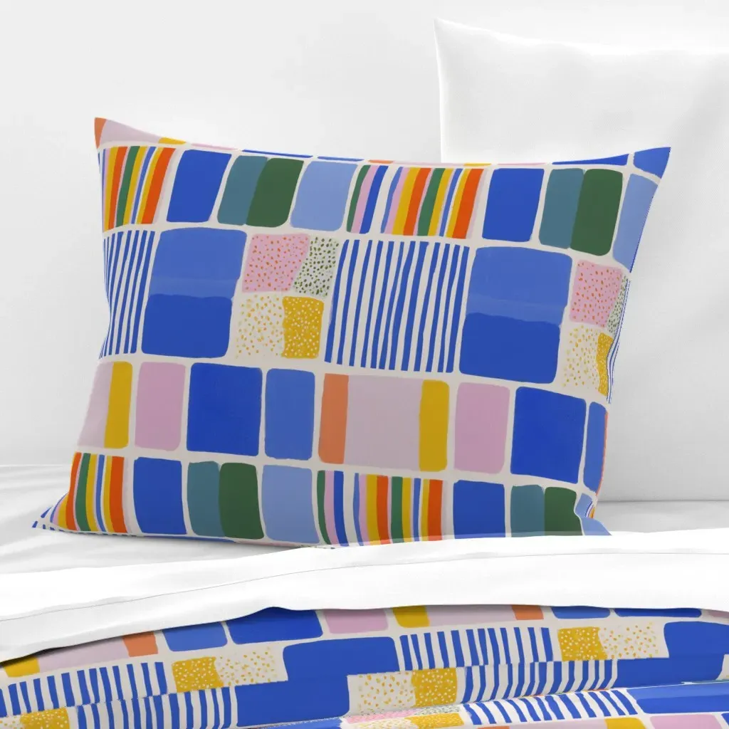 You 37 Standard Knife Edge Cushion Cover - Blue, Cotton Sateen product