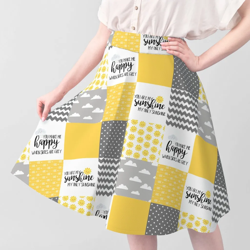 You Are My Sunshine Wholecloth Cheater Quilt Fabric - Yellow, Gray alternate view