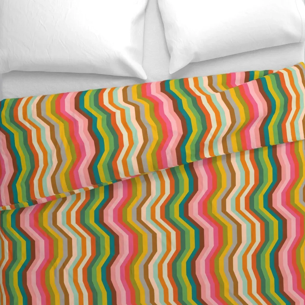 Yummy Retro 3D Stripe Duvet Cover - Orange alternate view