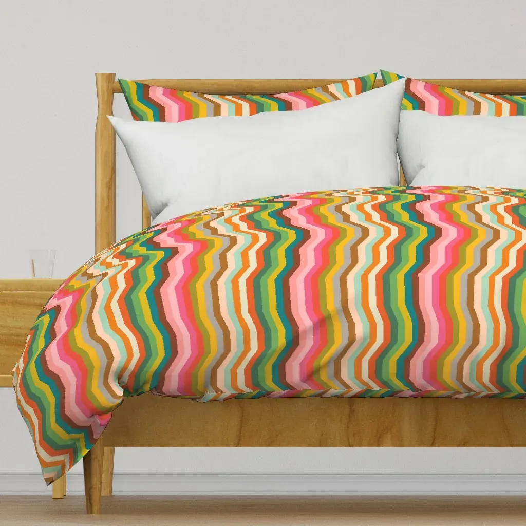 Yummy Retro 3D Stripe Duvet Cover - Orange product