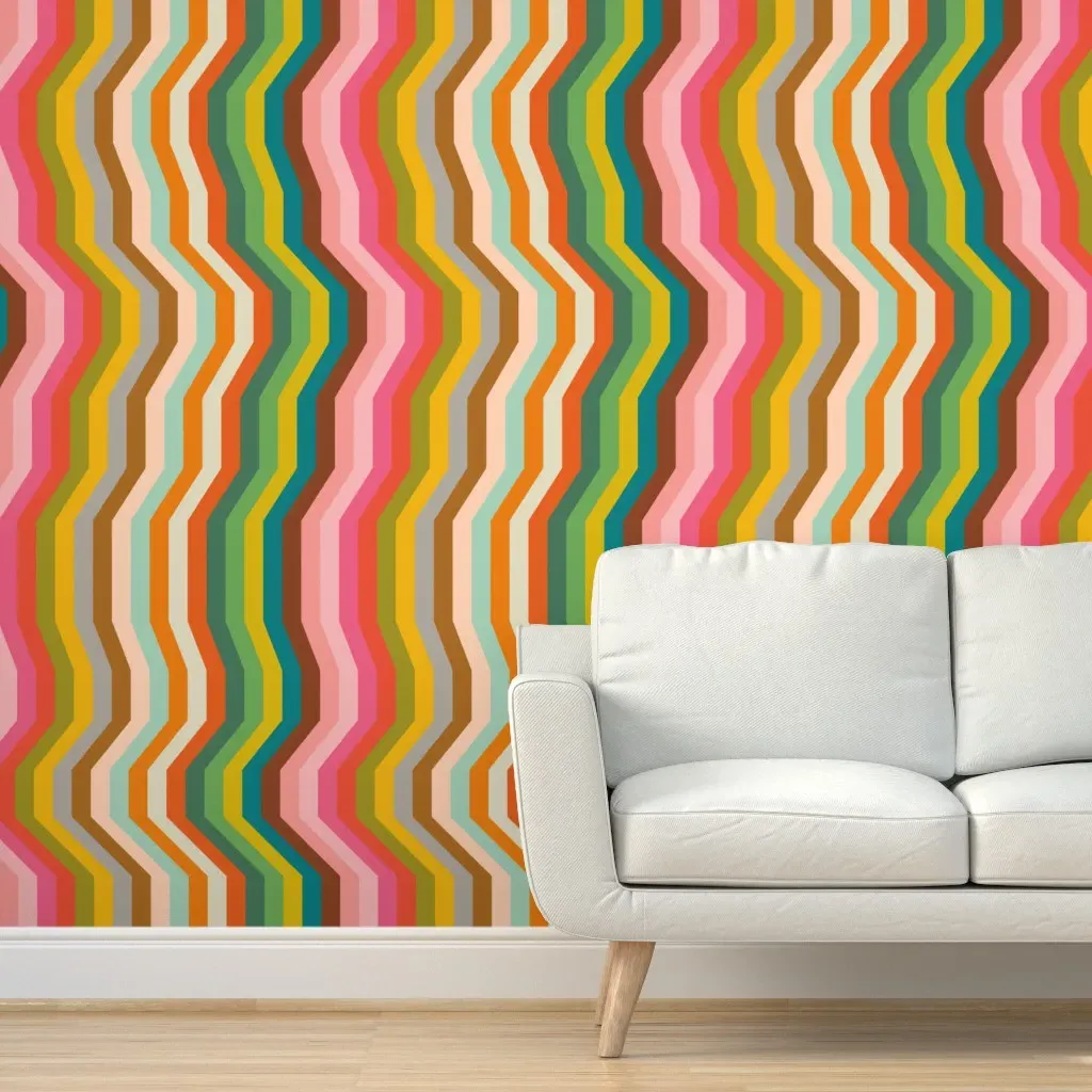 Yummy Retro 3D Stripe Peel and Stick Wallpaper - Orange product
