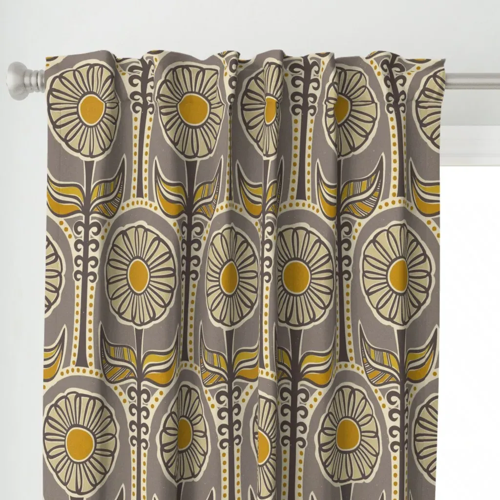Zavier 60S Flower Power Curtain Panel - Gold alternate view