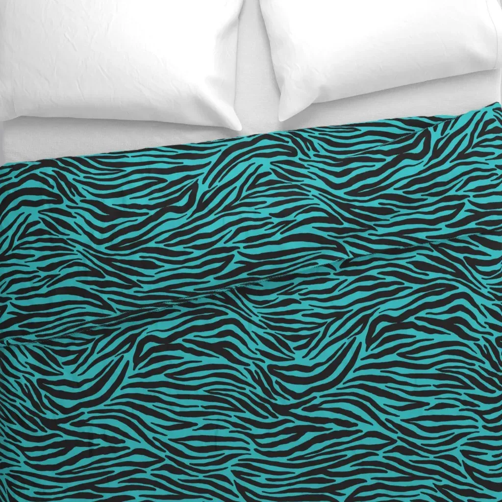 Zebra Animal Print Duvet Cover - Teal alternate view