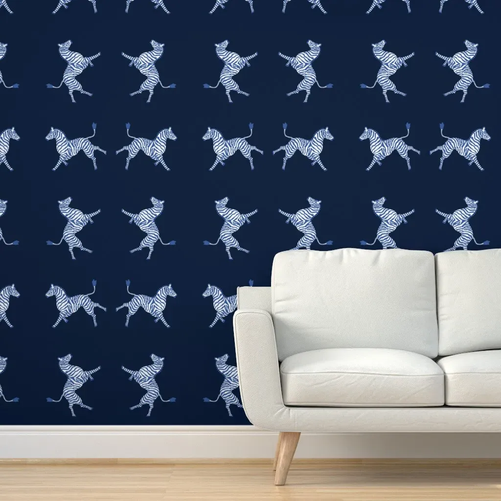 Zebra Peel and Stick Wallpaper - Navy, Indigo product
