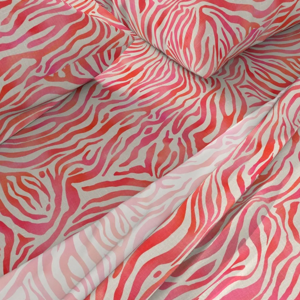 Zebra Print Watercolour Queen Sheet Set - Coral alternate view