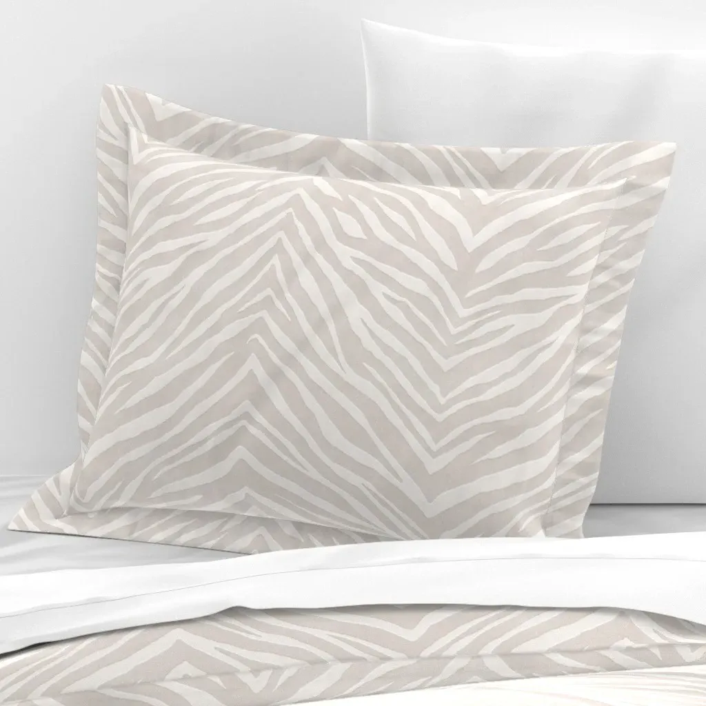 Zebra Stripe Extra Large Standard Flanged Cushion Cover - Off-White, Cotton Sateen product