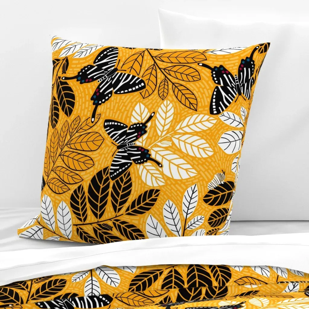 Zebra Swallowtail And Pawpaw Euro Pillow Sham - Black product