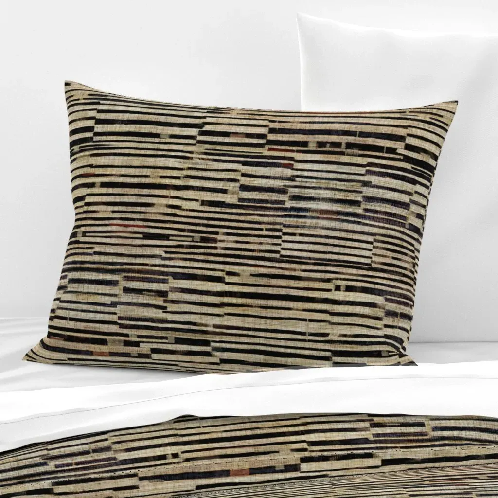 Zebra Tribal Stripe Standard Knife Edge Cushion - Beige, Cotton product