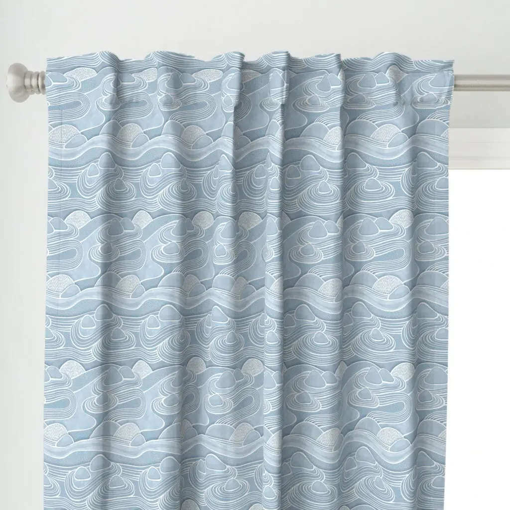 Zen Garden Small Curtain Panel - Light Blue alternate view