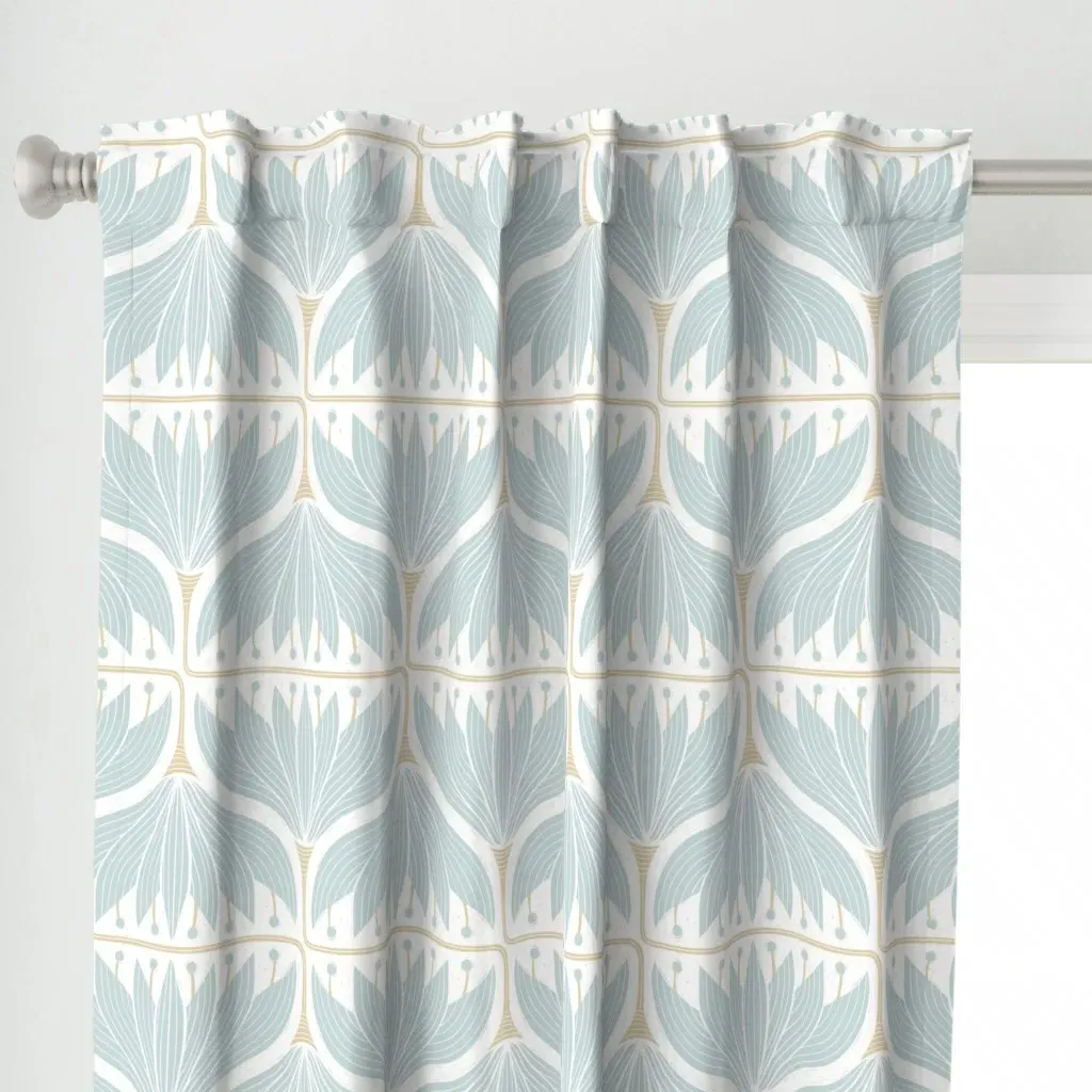 Zen Lotus Garden Curtain Panel - Light Blue alternate view