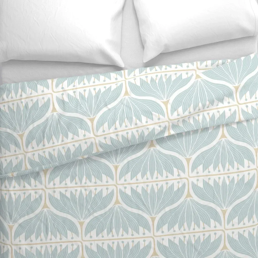 Zen Lotus Garden Duvet Cover - Light Blue alternate view