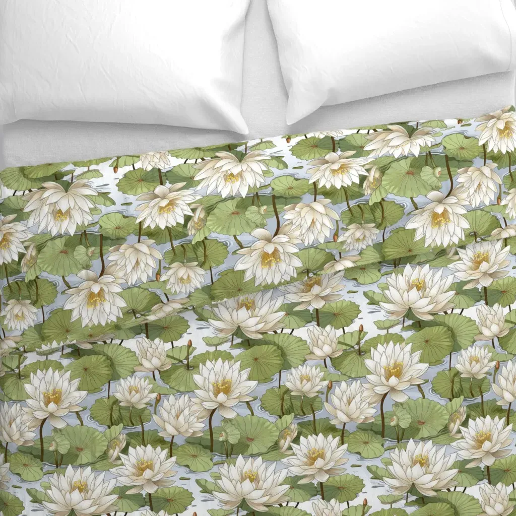 Zen Lotus Pond-9 Duvet Cover - White alternate view