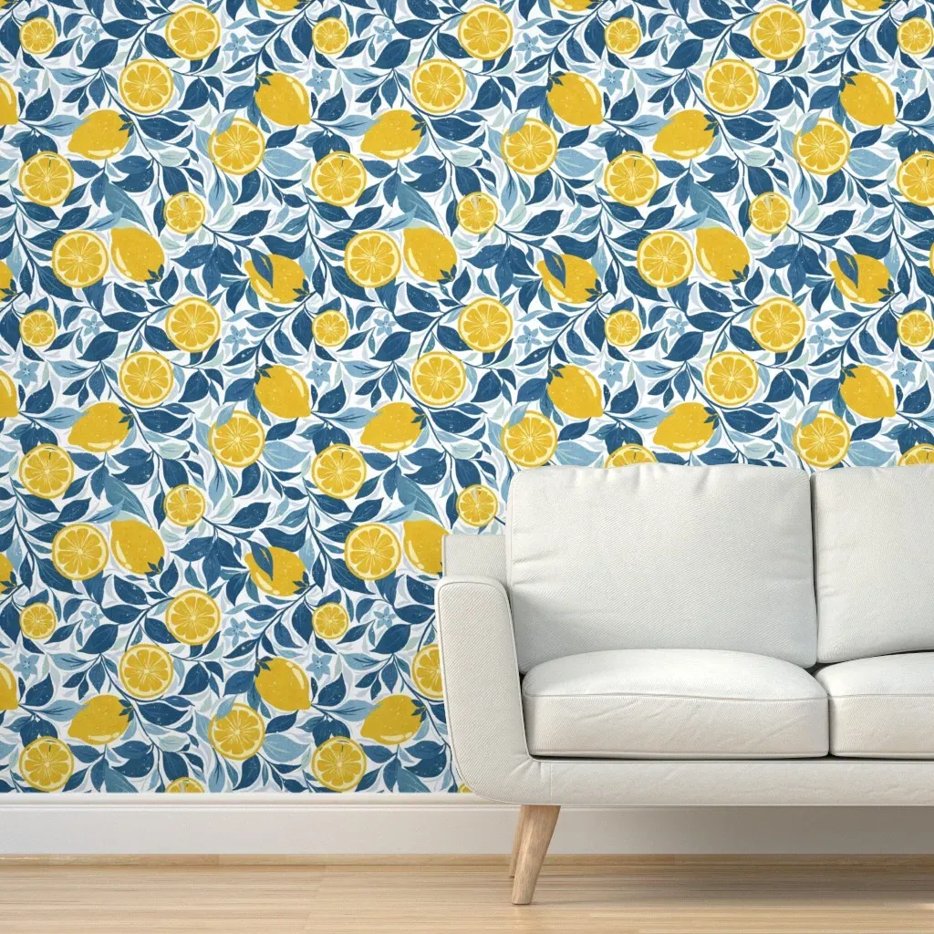 Zesty Lemon Garden Peel and Stick Wallpaper - Yellow product