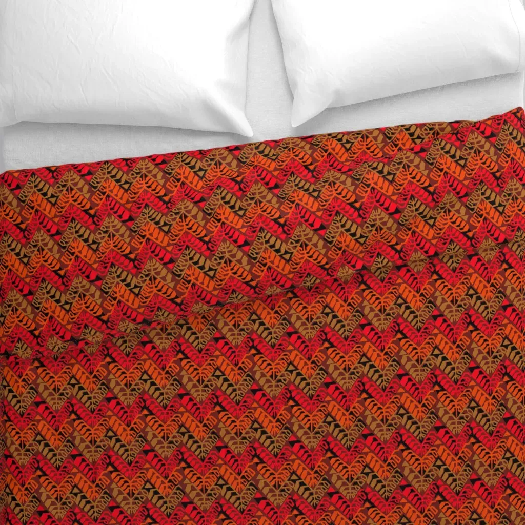 Zigzags Décorés 1C Duvet Cover - Red-Orange alternate view