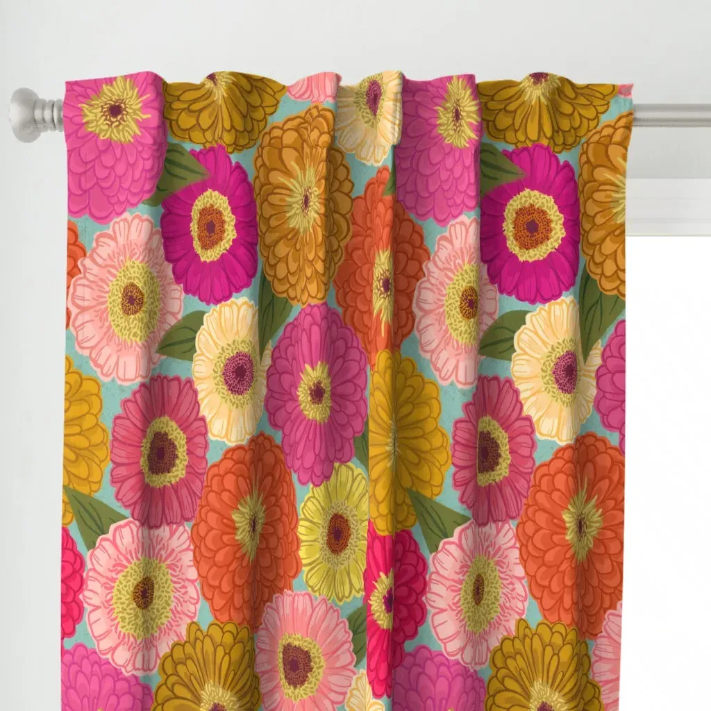 Zinnia Jumbo Scale Curtain Panel - Pink alternate view