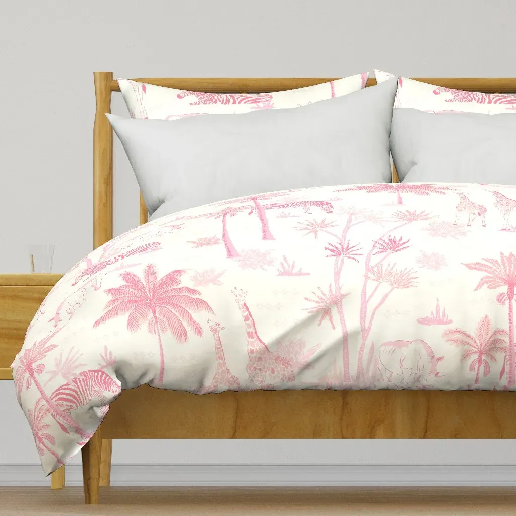 Zoo Safari Animals Toile Duvet Cover - Pink product