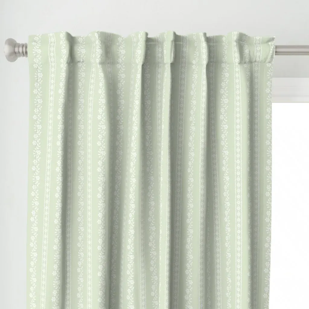 Zuri Stripe Basil Curtain Panel - White alternate view
