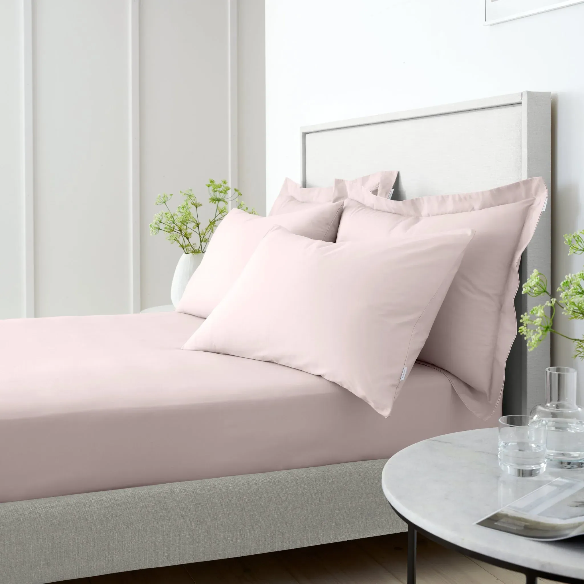 200TC Percale Double Fitted Sheet - Blush, Cotton product