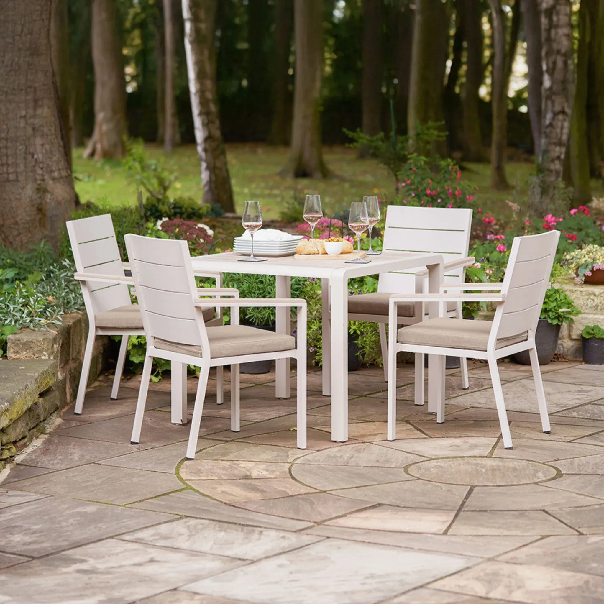 Aruba 4-Seater Outdoor Dining Set - Latte, Aluminium product